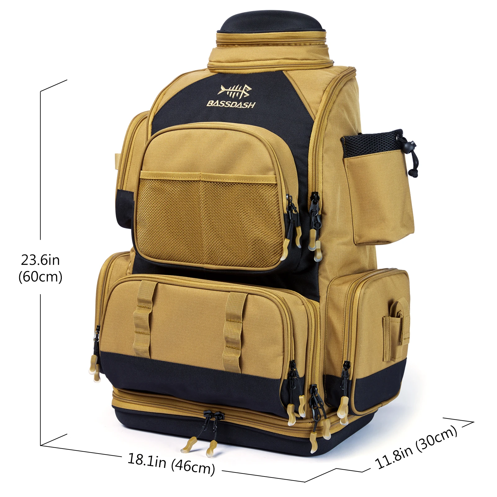 Bassdash Army Green Tactical Backpack Fishing Tackle Shoulder Bag With Protective Rain Cover SD2