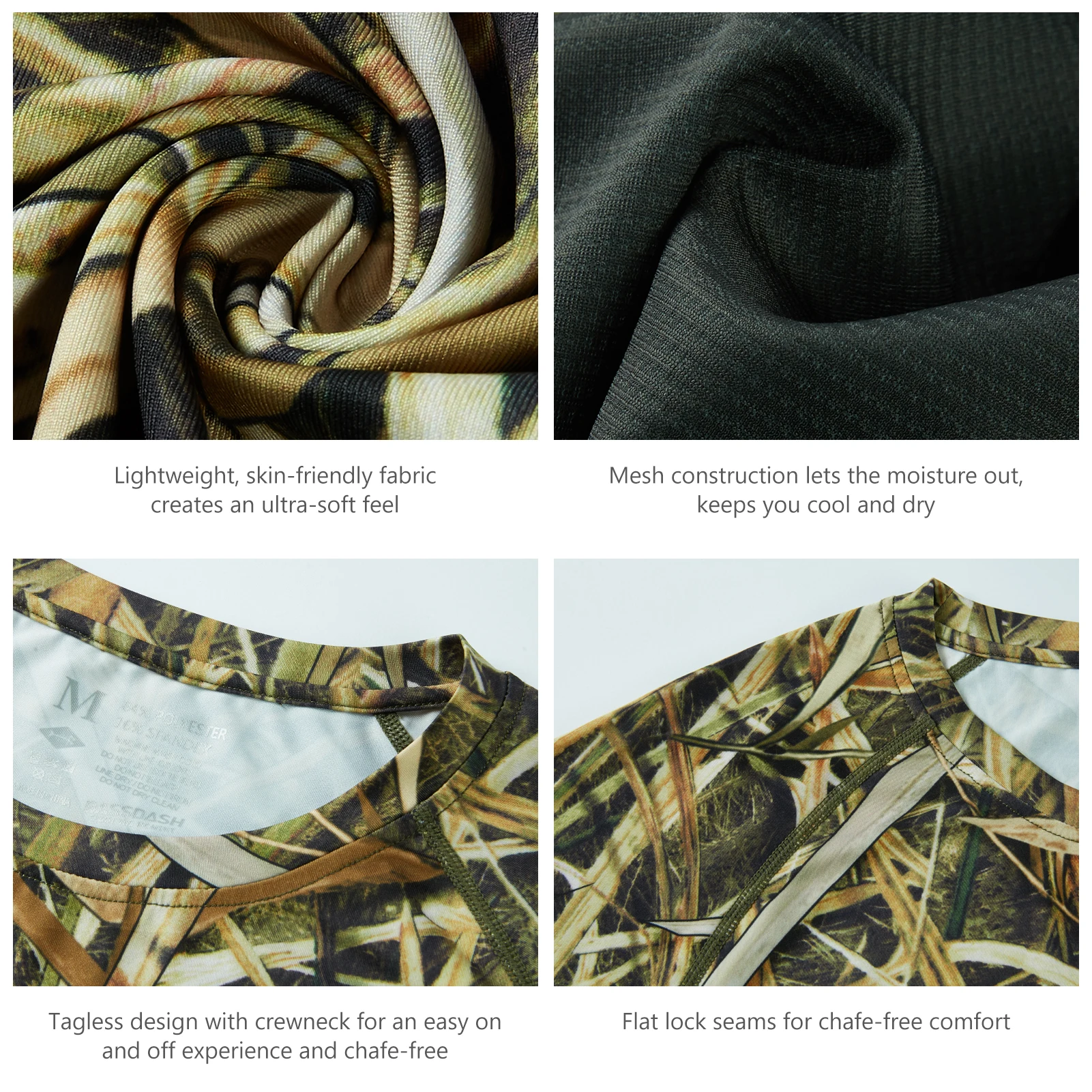 Bassdash FS13M Men's Hunting Camo Performance Long Sleeve Shirt Fishing UPF50+