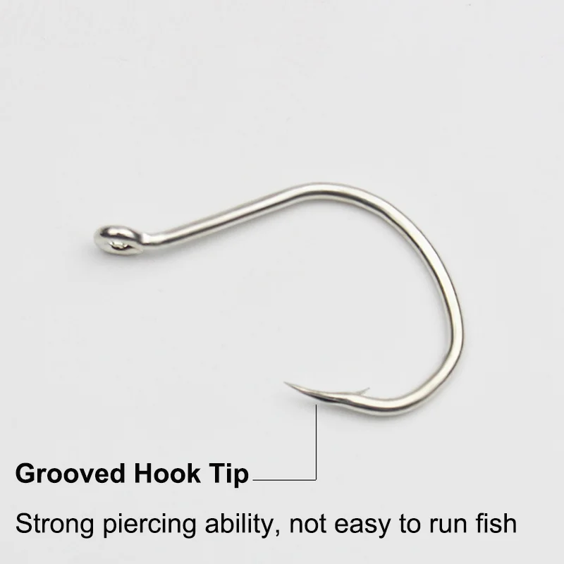 500pcs Fishing Hook Jigging Eyed Head Bright Tin Jighead Fishhook Rustproof for Pike Tuna Bass Sea Fishing Accessory Goods Pesca