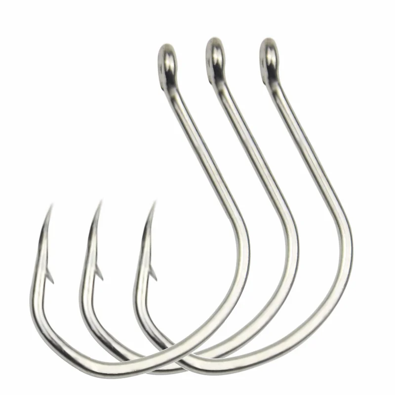 500pcs Fishing Hook Jigging Eyed Head Bright Tin Jighead Fishhook Rustproof for Pike Tuna Bass Sea Fishing Accessory Goods Pesca