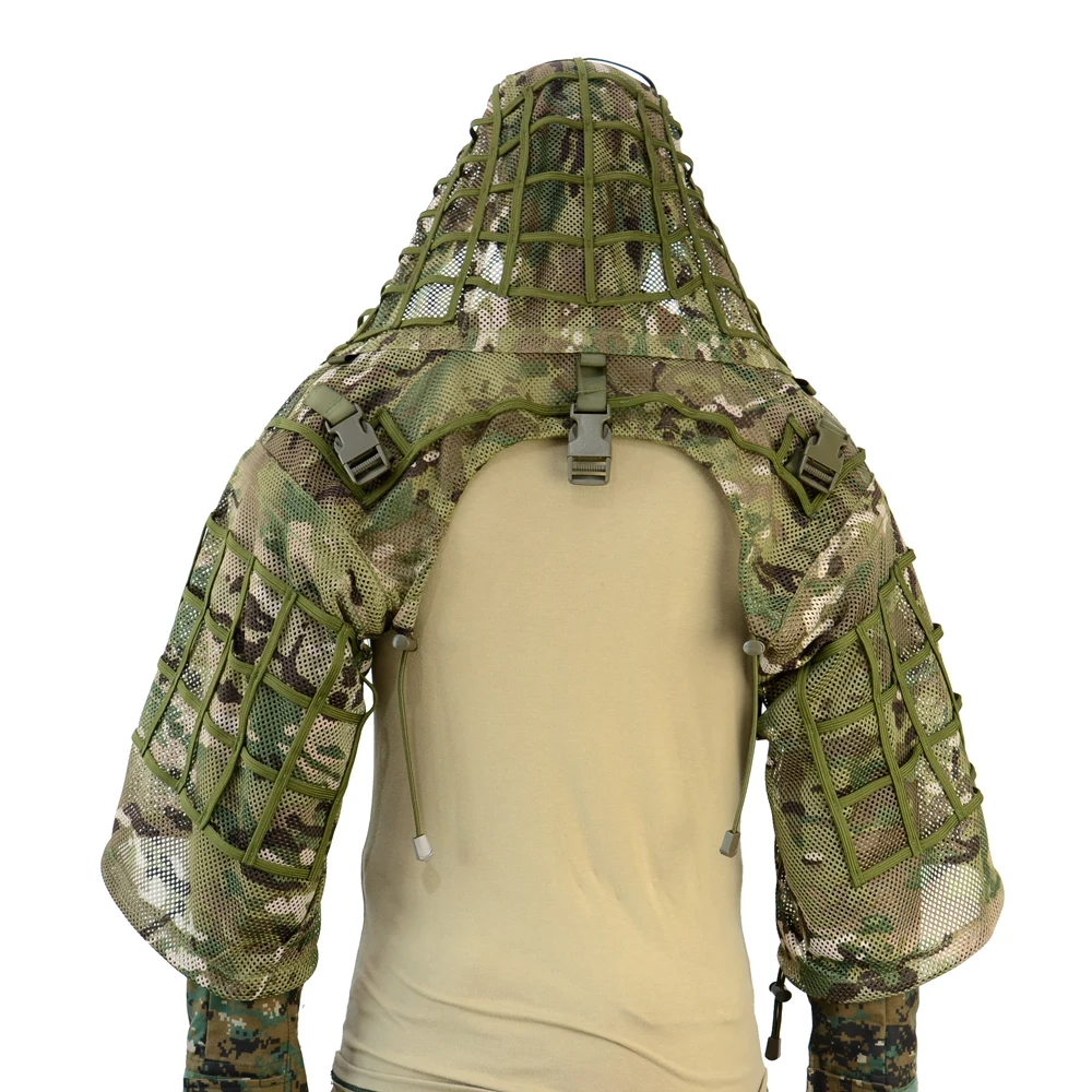ROCOTACTICAL Tactical Ghillie Suit Breathable Ghillie Viper Hood with 3D Leafy Stripes Sniper Coat for Wargame, Hunting, CS