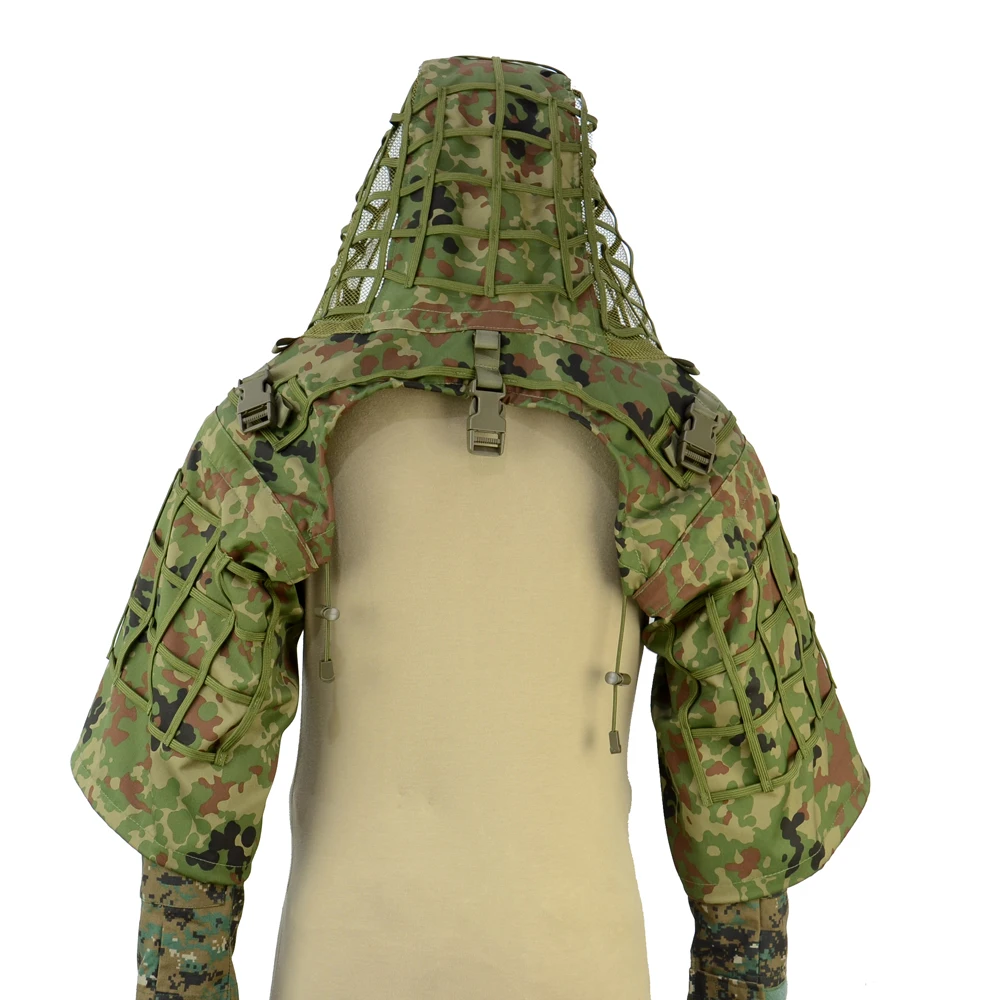 ROCOTACTICAL Tactical Ghillie Suit Breathable Ghillie Viper Hood with 3D Leafy Stripes Sniper Coat for Wargame, Hunting, CS
