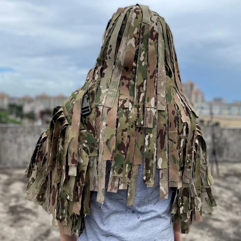 ROCOTACTICAL Tactical Ghillie Suit Breathable Ghillie Viper Hood with 3D Leafy Stripes Sniper Coat for Wargame, Hunting, CS
