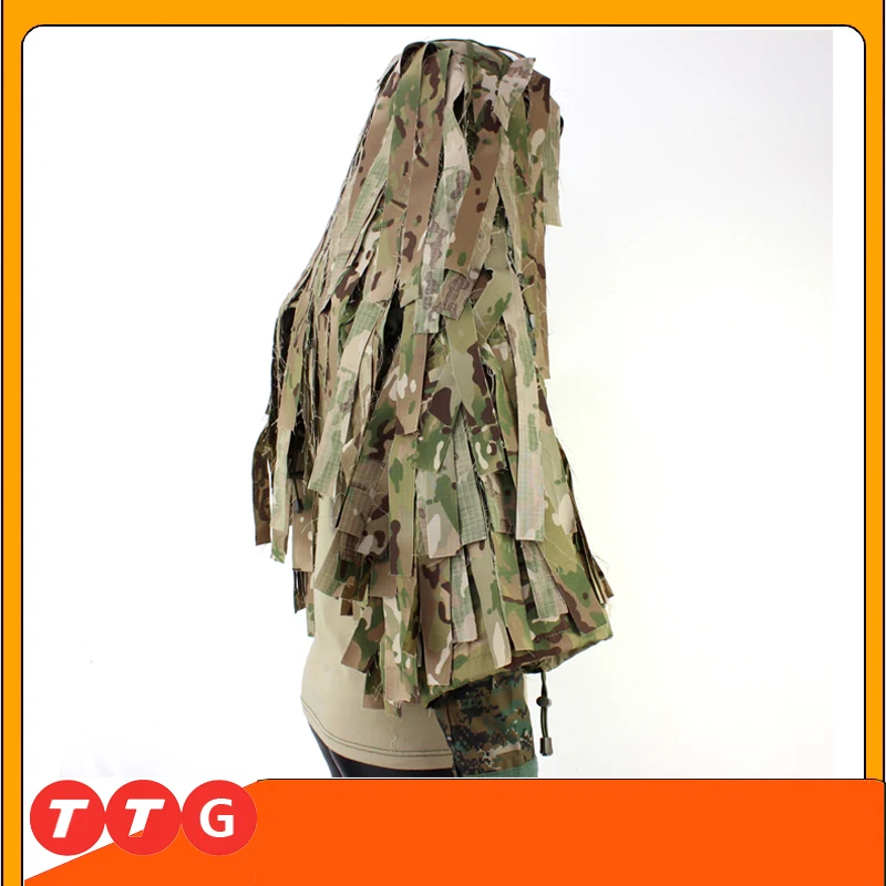 ROCOTACTICAL Tactical Ghillie Suit Breathable Ghillie Viper Hood with 3D Leafy Stripes Sniper Coat for Wargame, Hunting, CS