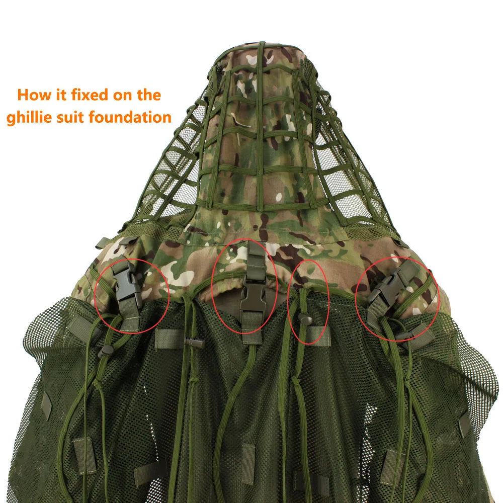 ROCOTACTICAL Tactical Ghillie Suit Breathable Ghillie Viper Hood with 3D Leafy Stripes Sniper Coat for Wargame, Hunting, CS