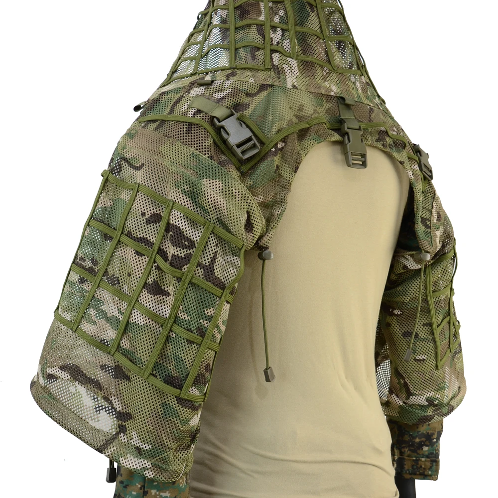 ROCOTACTICAL Tactical Ghillie Suit Breathable Ghillie Viper Hood with 3D Leafy Stripes Sniper Coat for Wargame, Hunting, CS