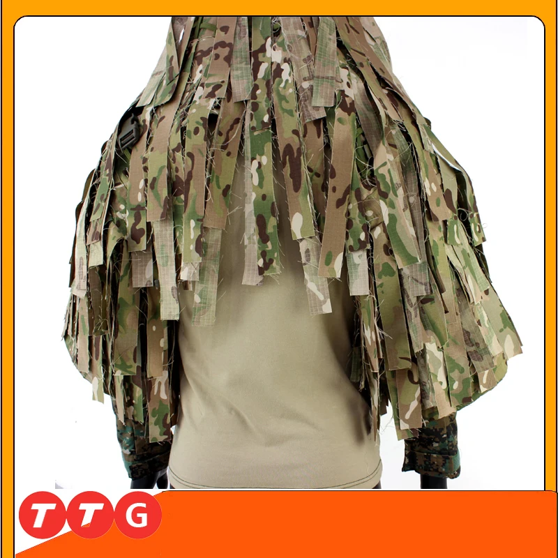 ROCOTACTICAL Tactical Ghillie Suit Breathable Ghillie Viper Hood with 3D Leafy Stripes Sniper Coat for Wargame, Hunting, CS