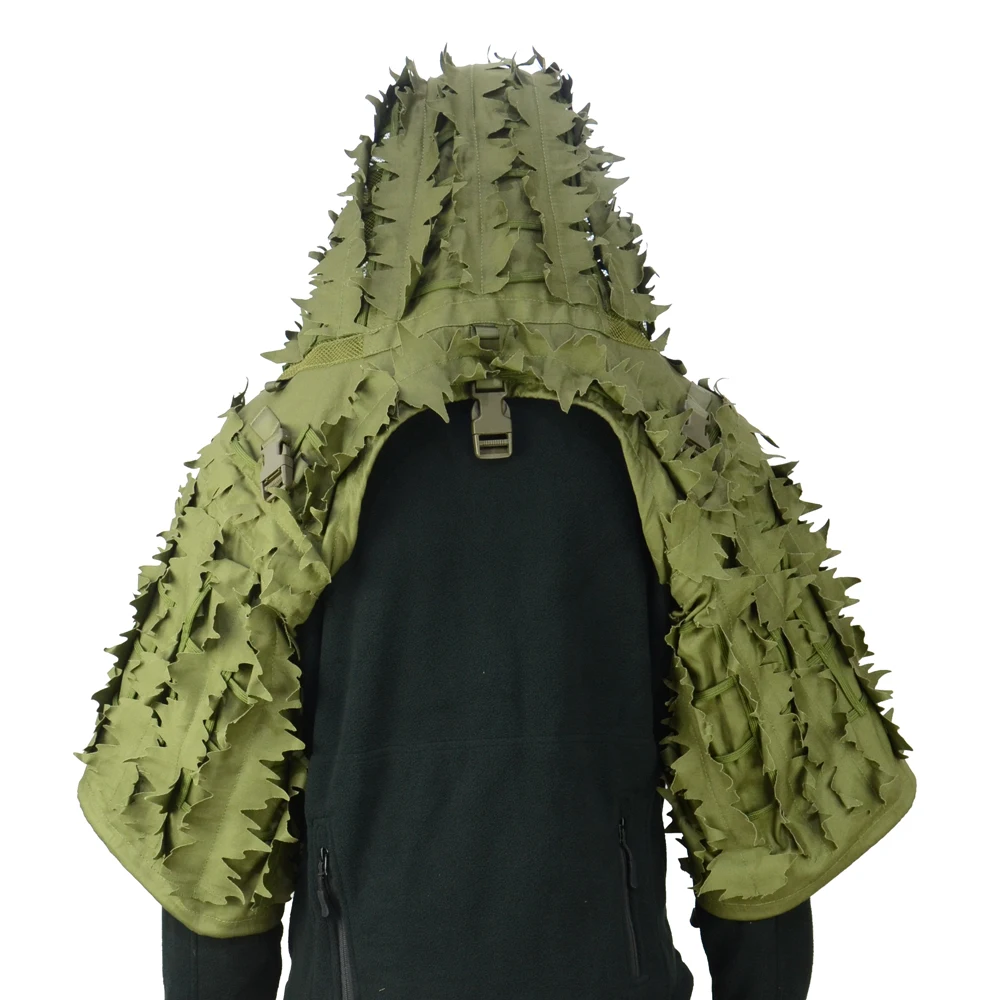 ROCOTACTICAL Tactical Ghillie Suit Breathable Ghillie Viper Hood with 3D Leafy Stripes Sniper Coat for Wargame, Hunting, CS
