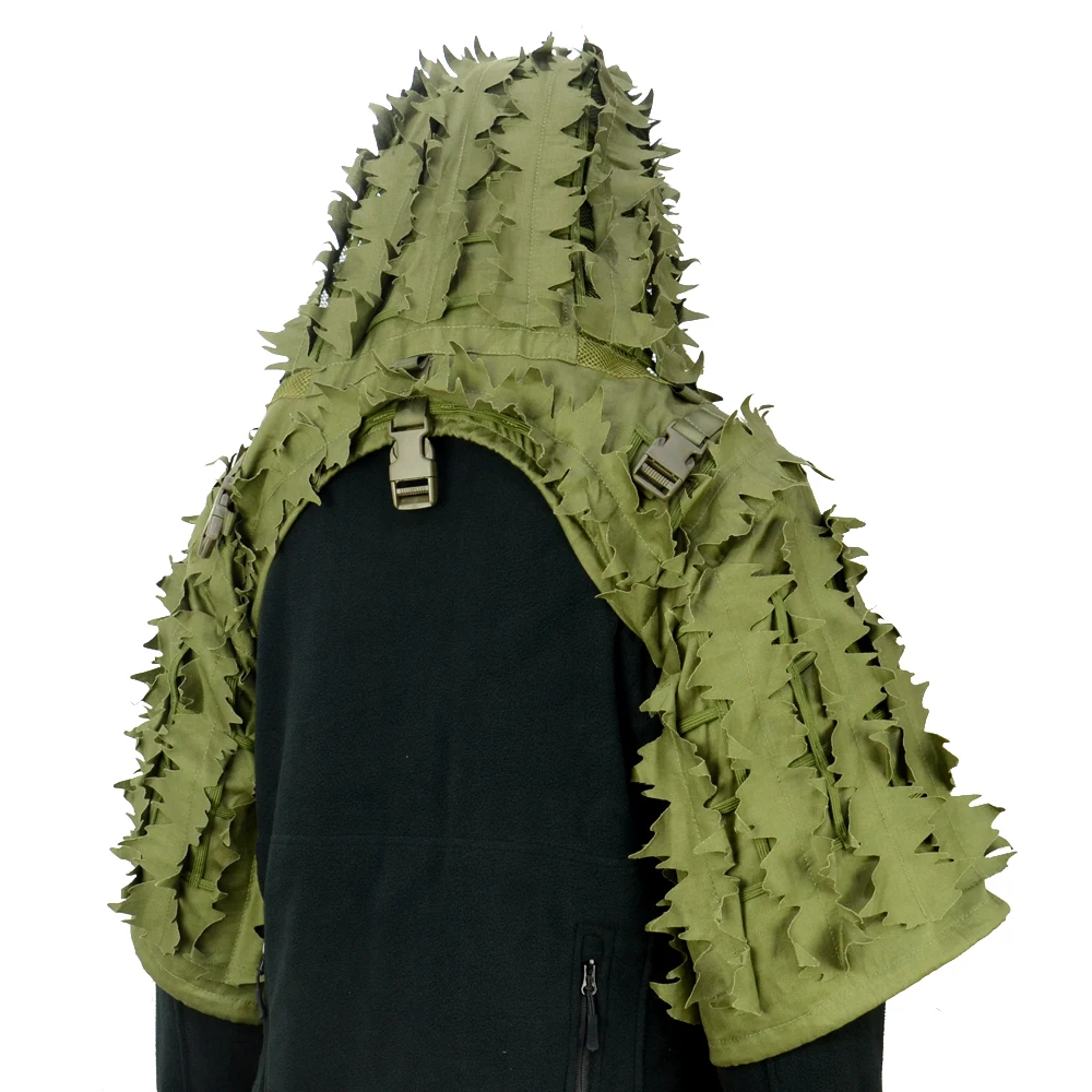 ROCOTACTICAL Tactical Ghillie Suit Breathable Ghillie Viper Hood with 3D Leafy Stripes Sniper Coat for Wargame, Hunting, CS