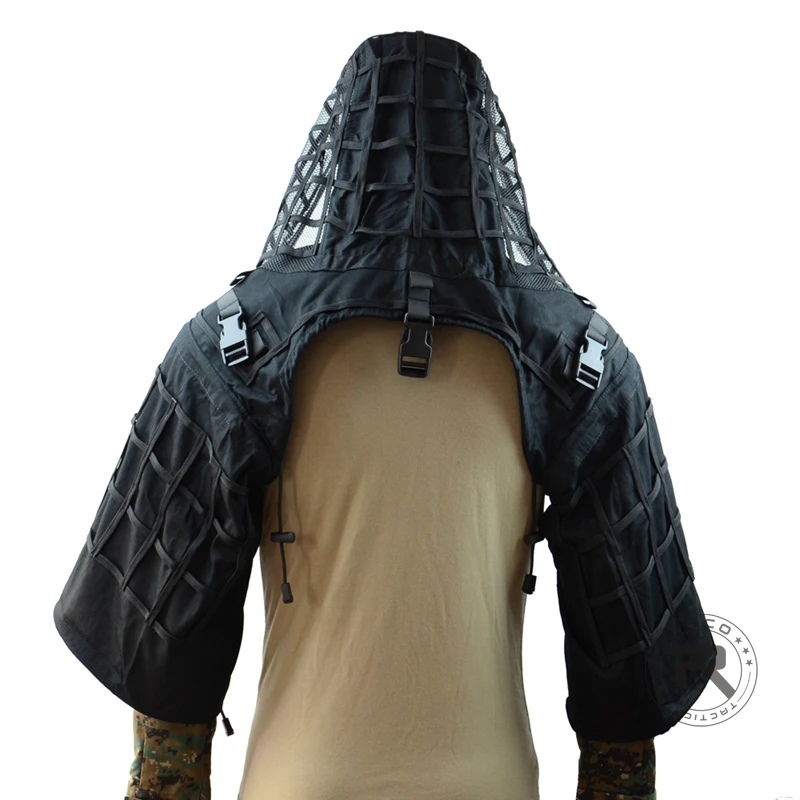 ROCOTACTICAL Tactical Ghillie Suit Breathable Ghillie Viper Hood with 3D Leafy Stripes Sniper Coat for Wargame, Hunting, CS