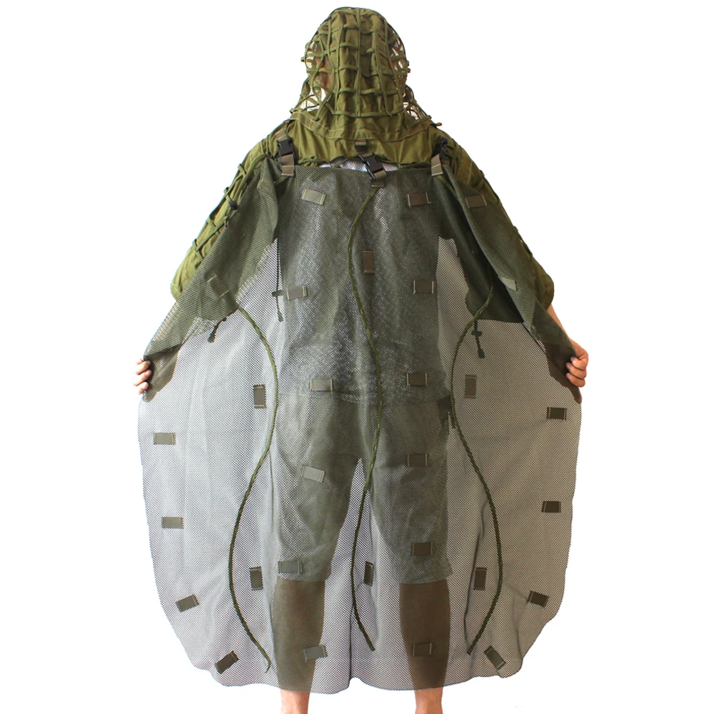 ROCOTACTICAL Tactical Ghillie Suit Breathable Ghillie Viper Hood with 3D Leafy Stripes Sniper Coat for Wargame, Hunting, CS