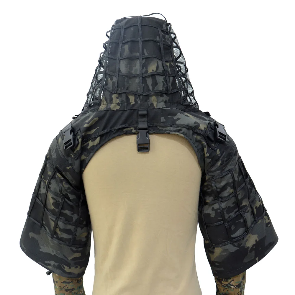 ROCOTACTICAL Tactical Ghillie Suit Breathable Ghillie Viper Hood with 3D Leafy Stripes Sniper Coat for Wargame, Hunting, CS