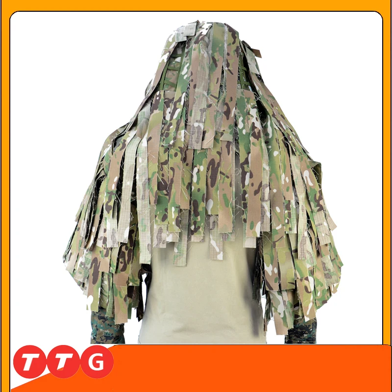 ROCOTACTICAL Tactical Ghillie Suit Breathable Ghillie Viper Hood with 3D Leafy Stripes Sniper Coat for Wargame, Hunting, CS