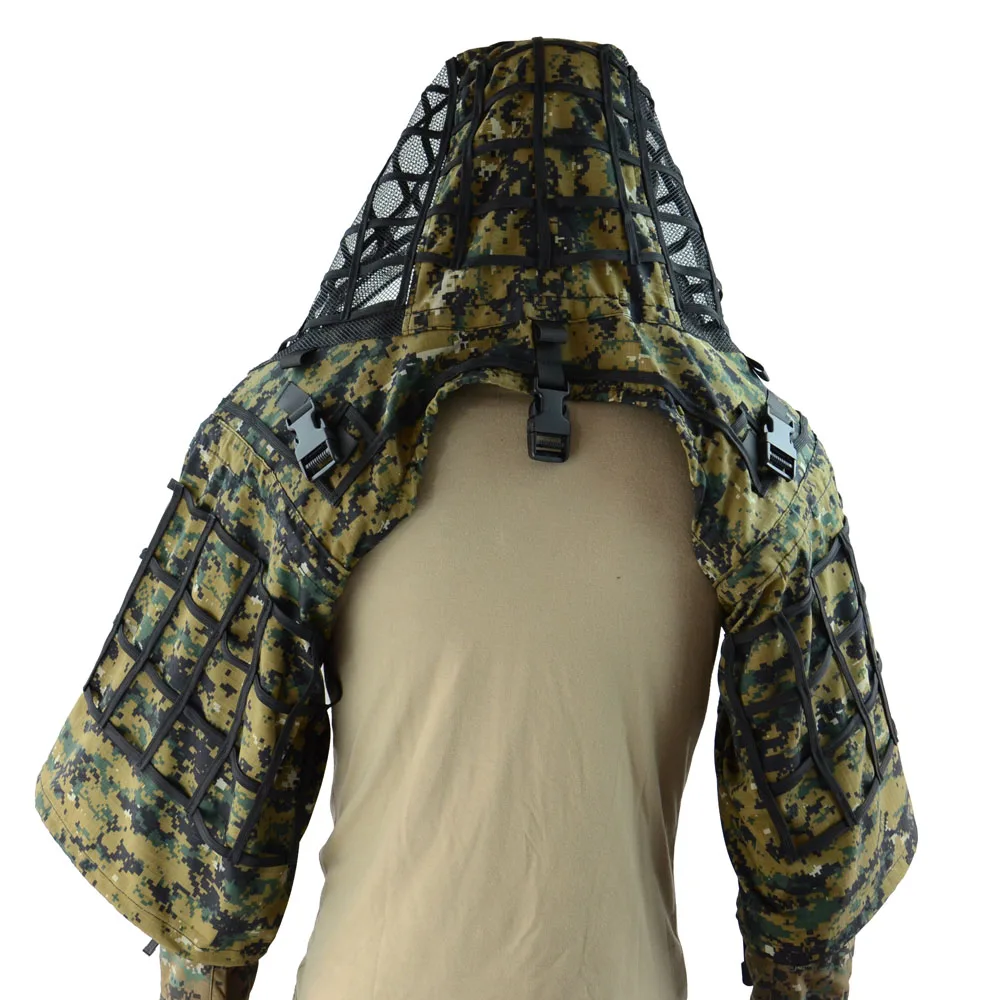 ROCOTACTICAL Tactical Ghillie Suit Breathable Ghillie Viper Hood with 3D Leafy Stripes Sniper Coat for Wargame, Hunting, CS