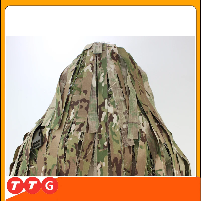 ROCOTACTICAL Tactical Ghillie Suit Breathable Ghillie Viper Hood with 3D Leafy Stripes Sniper Coat for Wargame, Hunting, CS