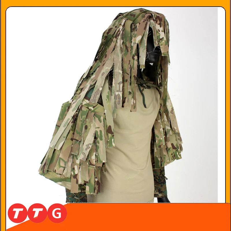 ROCOTACTICAL Tactical Ghillie Suit Breathable Ghillie Viper Hood with 3D Leafy Stripes Sniper Coat for Wargame, Hunting, CS