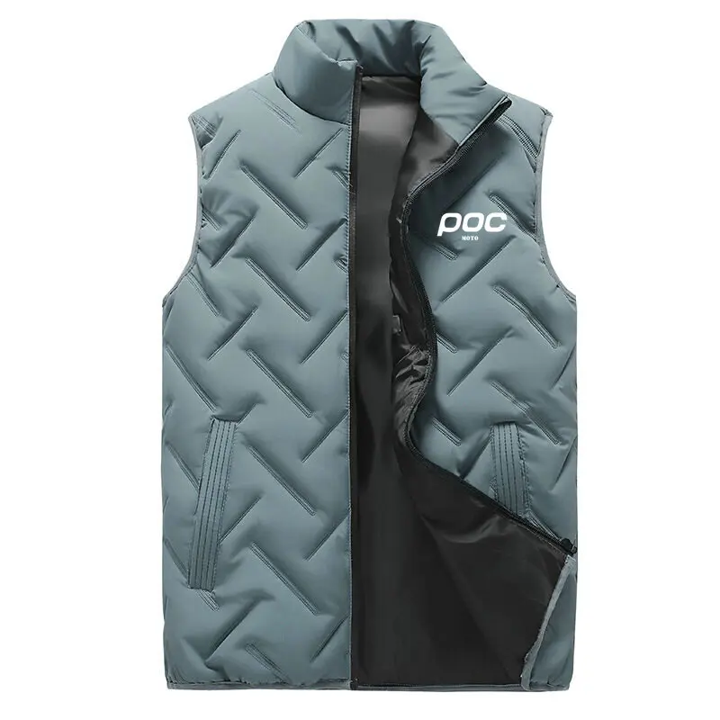 MOTO POC New Winter Cycling Vest Men Solid Color Stand Collar Breathable Thermal Waterproof Tank Tops Down Hiking Bicycle Vests