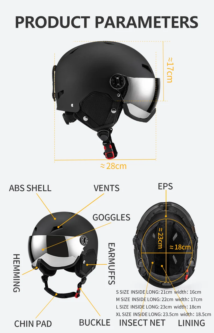 Eastinear's New Lightweight All-in-one Goggles Ski Helmet Men's and Women's Children's Outdoor Skiing and Snowboarding Equipment