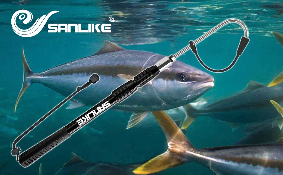 SANLIKE Telescopic Fishing Gaff with Stainless Fish Spear Hook Gripper No Slip Ruber Handle Outdoor Fishing Tackle Accessory