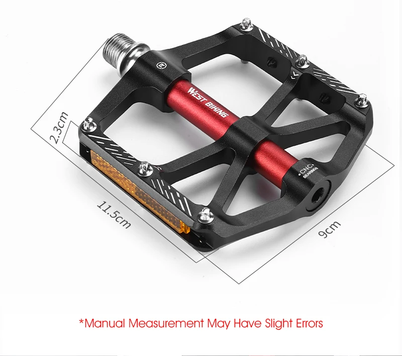 WEST BIKING CNC 3 Bearing Bicycle Pedals Ultralight BMX MTB Road Bike Pedals Non-slip Aluminum Alloy Reflective Cycling Parts