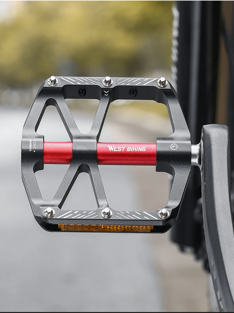 WEST BIKING CNC 3 Bearing Bicycle Pedals Ultralight BMX MTB Road Bike Pedals Non-slip Aluminum Alloy Reflective Cycling Parts