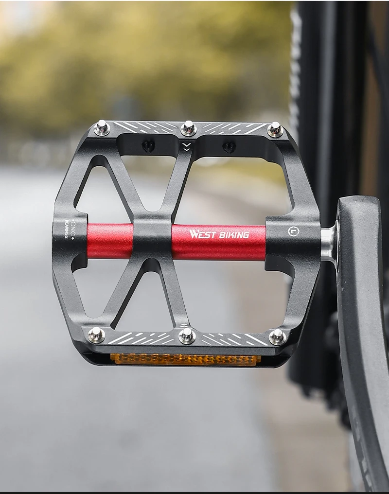 WEST BIKING CNC 3 Bearing Bicycle Pedals Ultralight BMX MTB Road Bike Pedals Non-slip Aluminum Alloy Reflective Cycling Parts