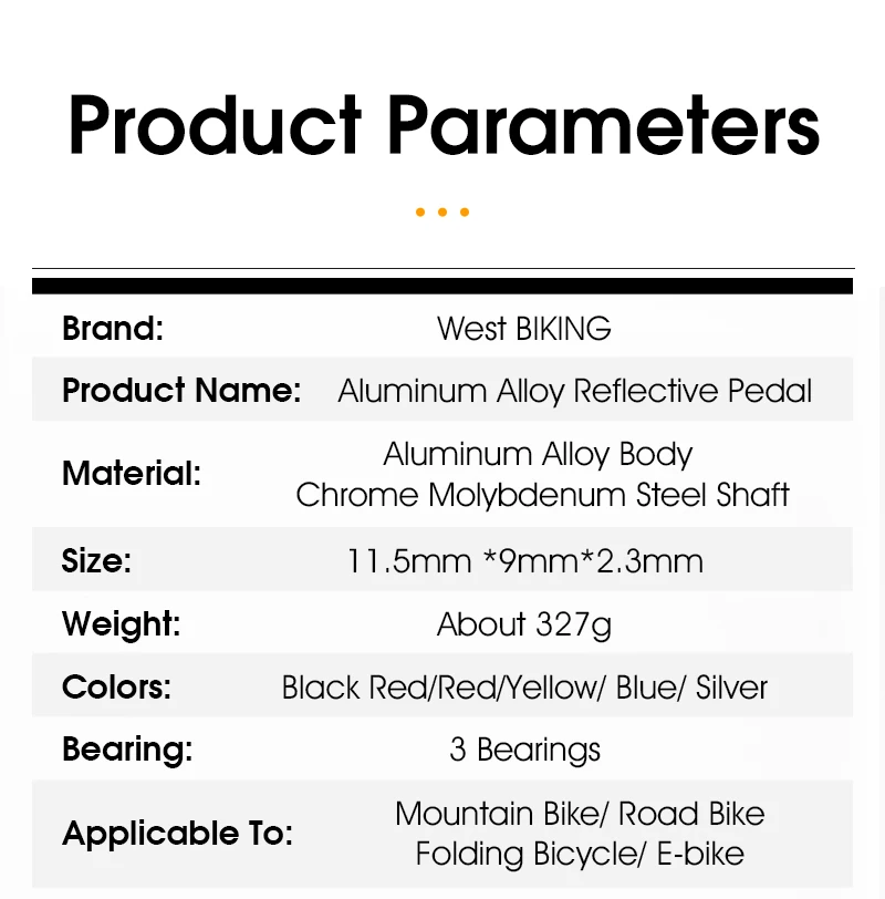 WEST BIKING CNC 3 Bearing Bicycle Pedals Ultralight BMX MTB Road Bike Pedals Non-slip Aluminum Alloy Reflective Cycling Parts