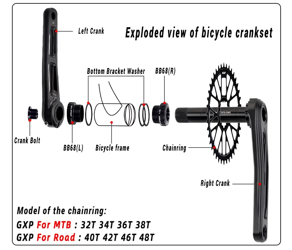 GOLDIX CNC ROAD Cranks Arms Bicycle Crankset BSA BB92 Gravel ROAD Crank 170/175mm Chainring Crown 50-34T for Carbon Fiber Frame
