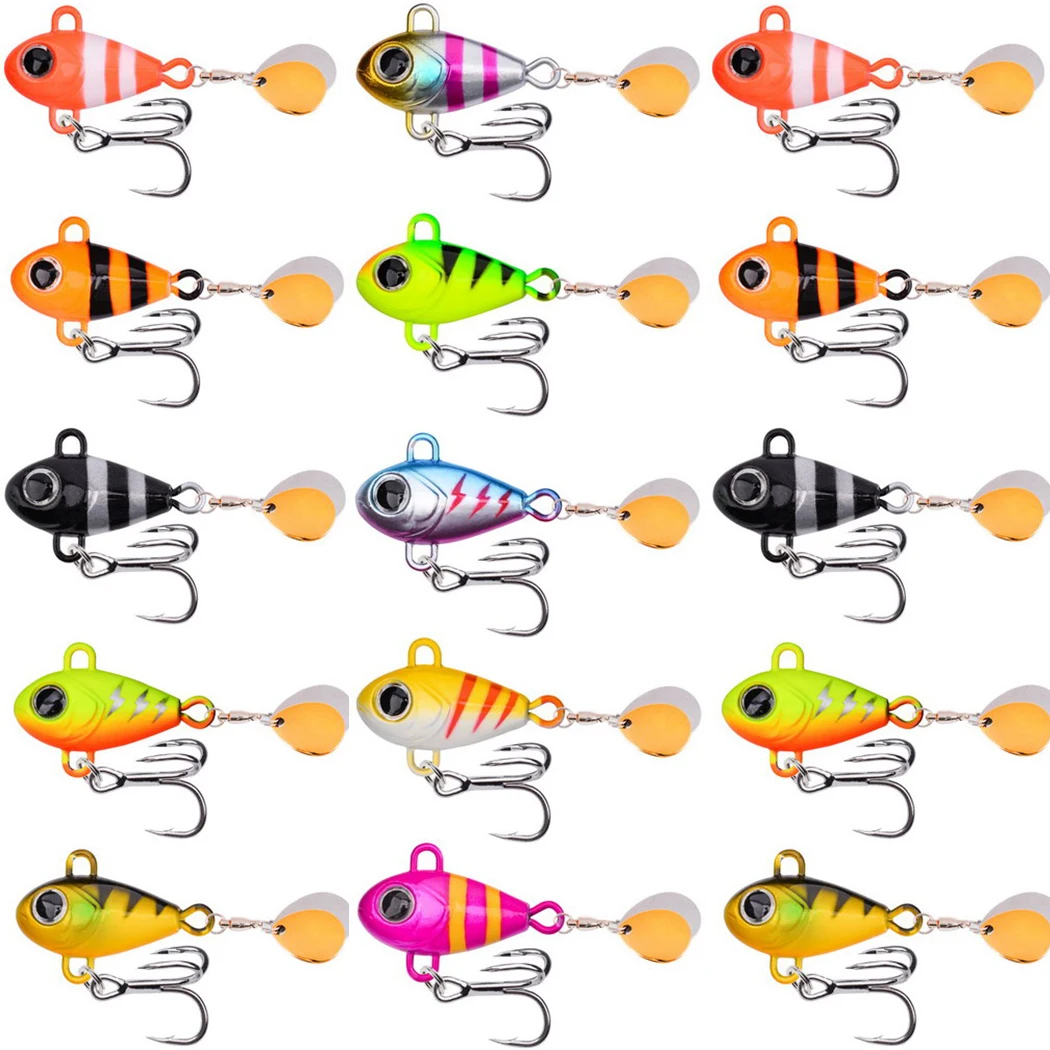 20pcs Metal VIB Fishing Lure Spinnerbait 6g 10g 14g 17g 20g 25g Crankbaits VIB Blade Bait 3D Eyes With Treble Hooks