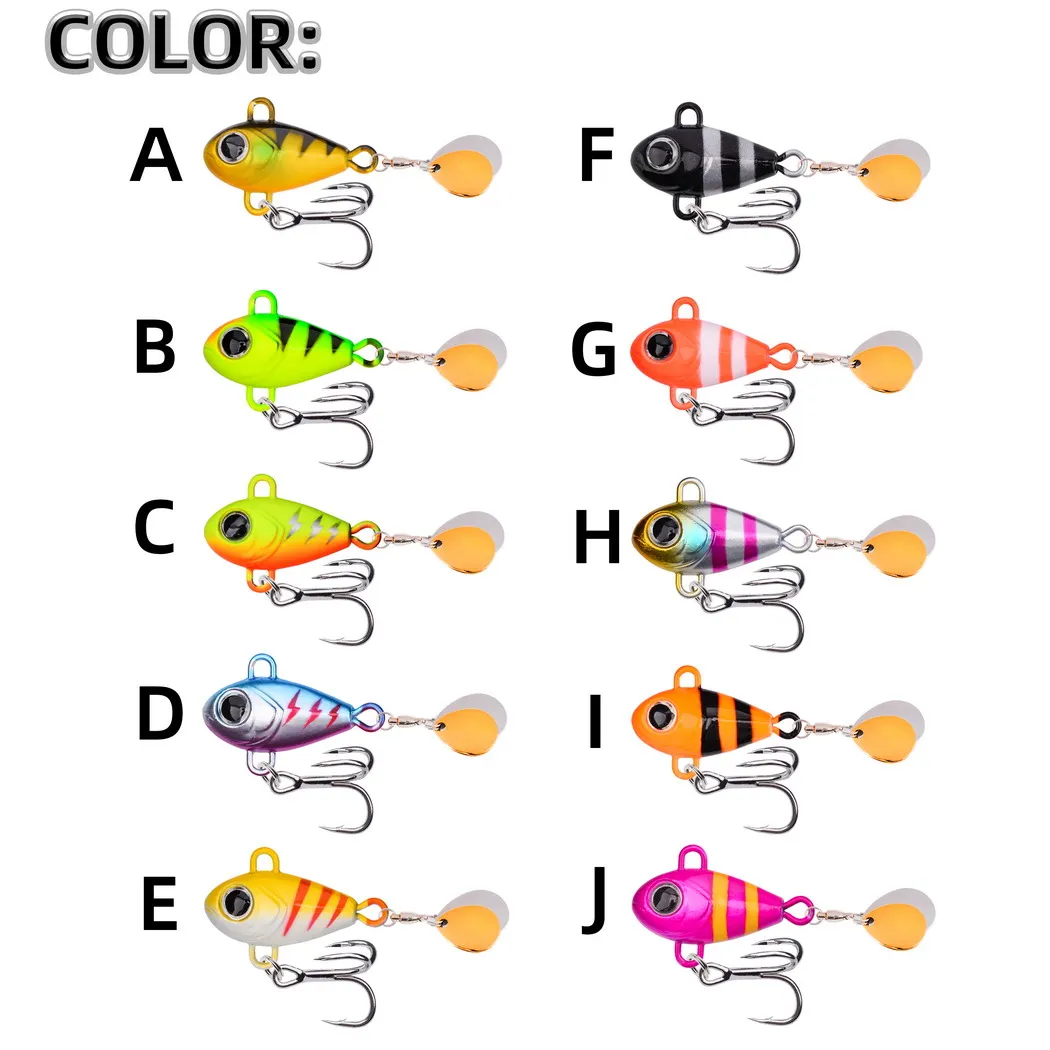 20pcs Metal VIB Fishing Lure Spinnerbait 6g 10g 14g 17g 20g 25g Crankbaits VIB Blade Bait 3D Eyes With Treble Hooks