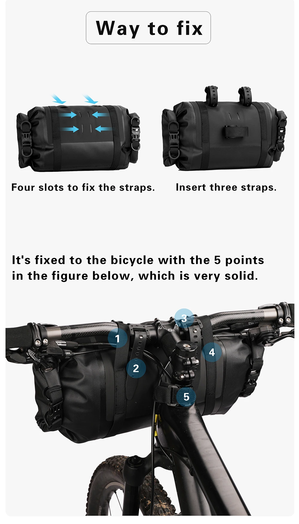 Rhinowalk Bicycle Handlebar Bag 4L/8L/12L Waterproof Front Tube Bag Big Capacity Cycling Commuting Storage Pack Shoulder Bag