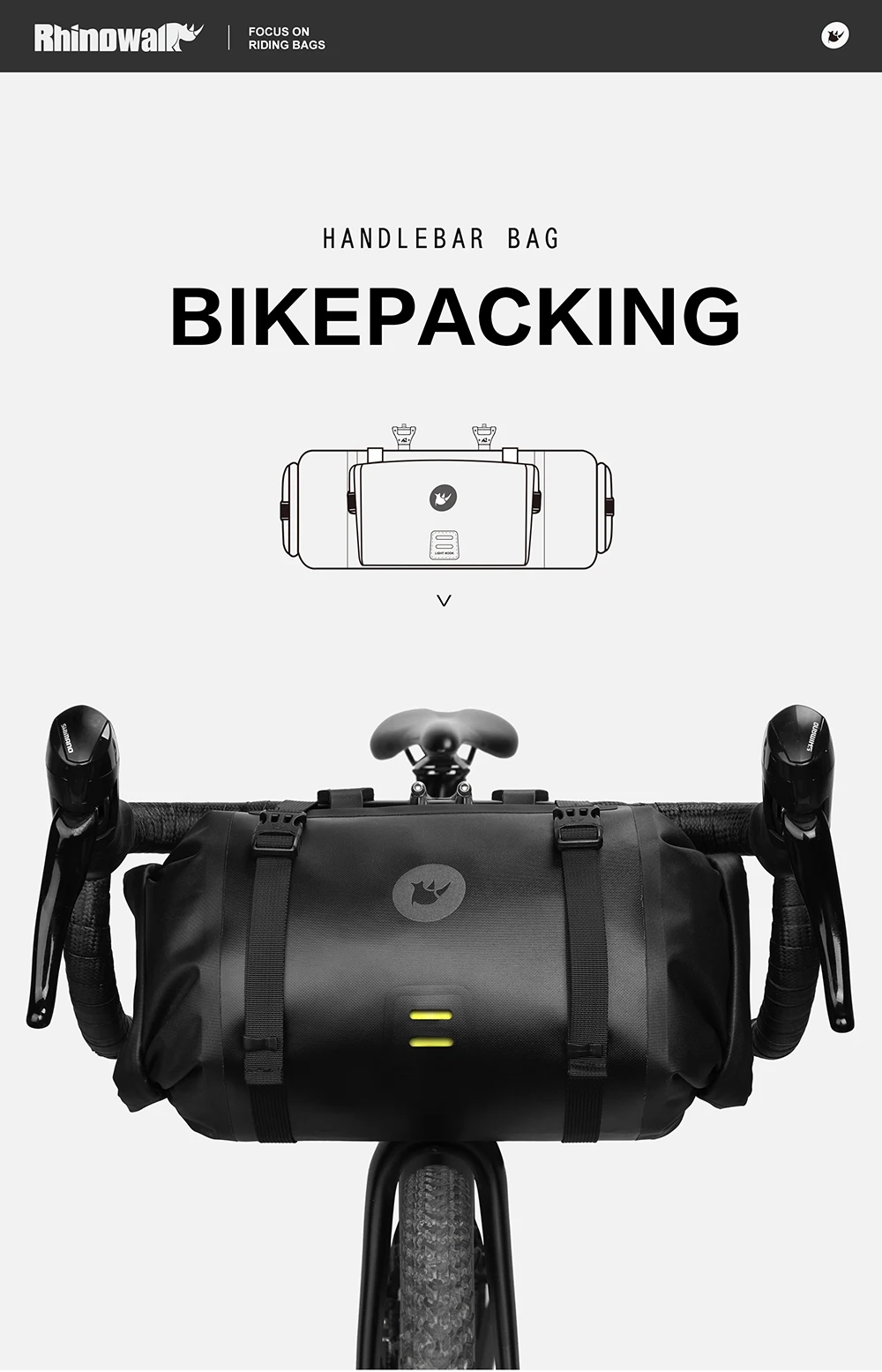 Rhinowalk Bicycle Handlebar Bag 4L/8L/12L Waterproof Front Tube Bag Big Capacity Cycling Commuting Storage Pack Shoulder Bag