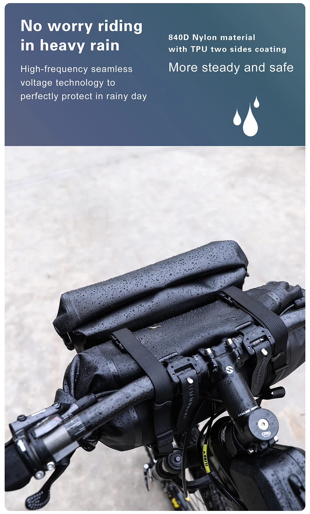 Rhinowalk Bicycle Handlebar Bag 4L/8L/12L Waterproof Front Tube Bag Big Capacity Cycling Commuting Storage Pack Shoulder Bag