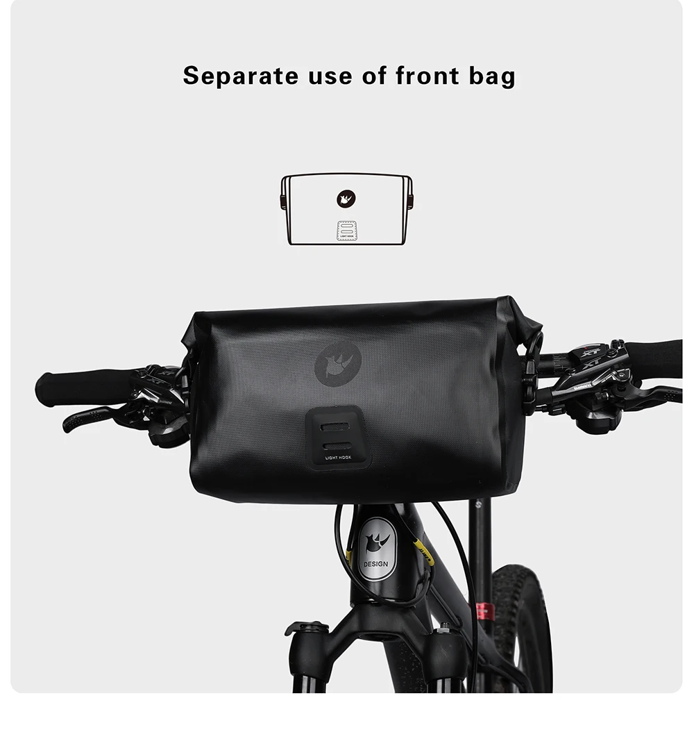 Rhinowalk Bicycle Handlebar Bag 4L/8L/12L Waterproof Front Tube Bag Big Capacity Cycling Commuting Storage Pack Shoulder Bag