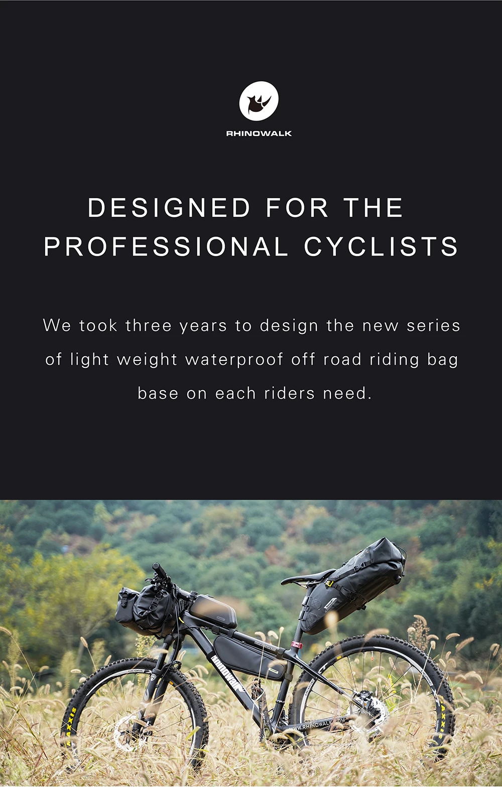 Rhinowalk Bicycle Handlebar Bag 4L/8L/12L Waterproof Front Tube Bag Big Capacity Cycling Commuting Storage Pack Shoulder Bag