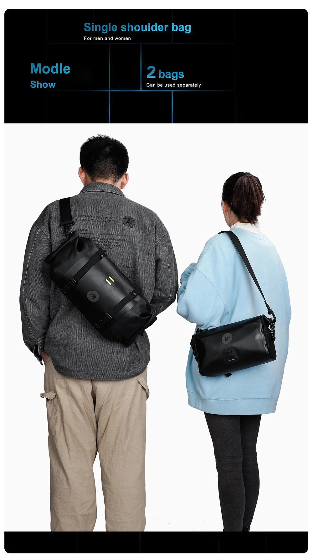 Rhinowalk Bicycle Handlebar Bag 4L/8L/12L Waterproof Front Tube Bag Big Capacity Cycling Commuting Storage Pack Shoulder Bag