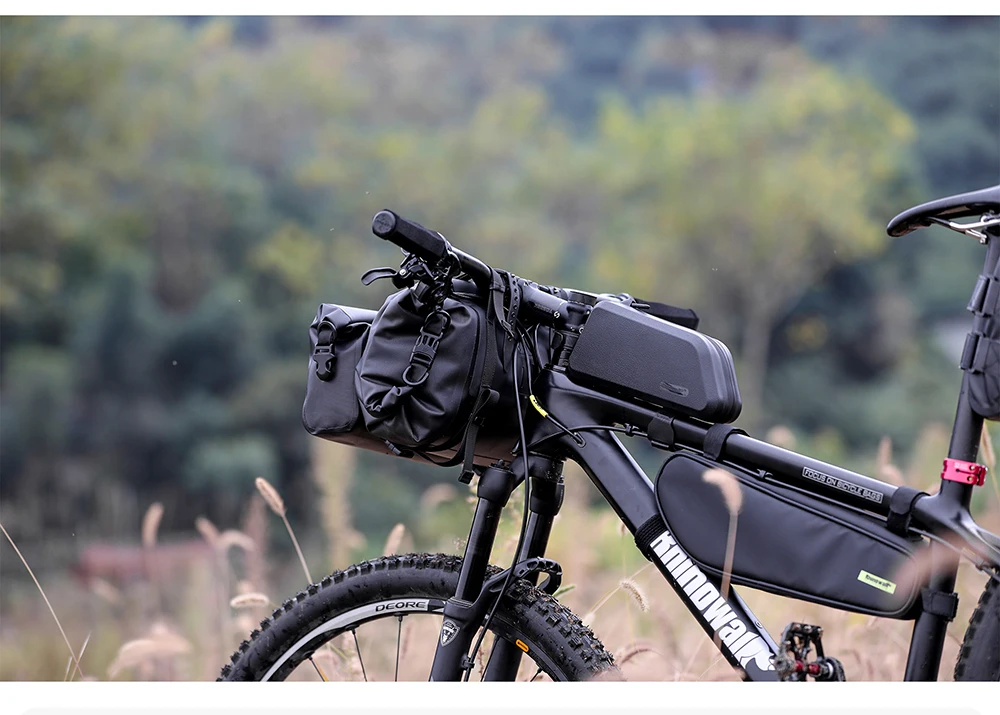 Rhinowalk Bicycle Handlebar Bag 4L/8L/12L Waterproof Front Tube Bag Big Capacity Cycling Commuting Storage Pack Shoulder Bag
