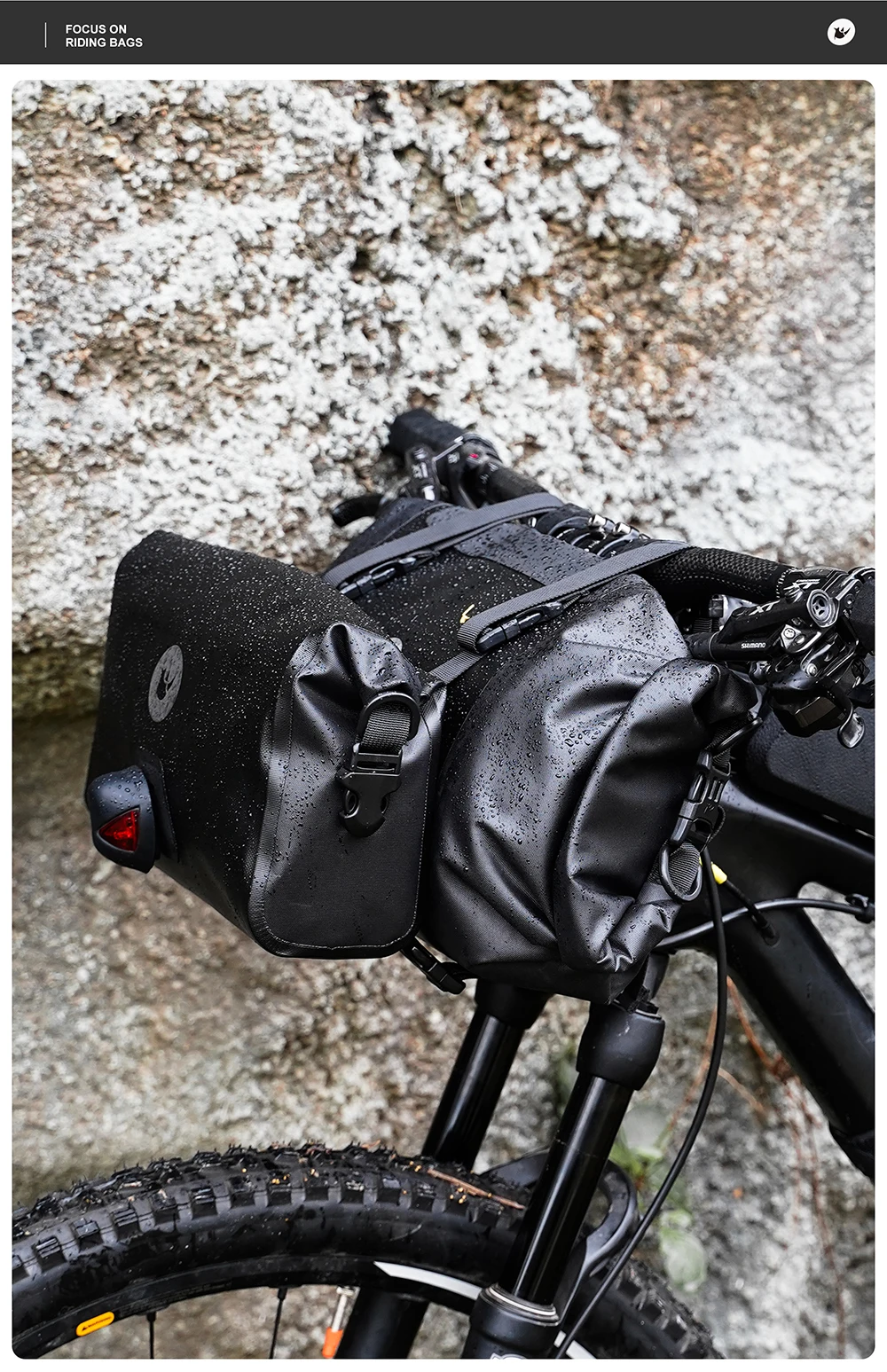 Rhinowalk Bicycle Handlebar Bag 4L/8L/12L Waterproof Front Tube Bag Big Capacity Cycling Commuting Storage Pack Shoulder Bag