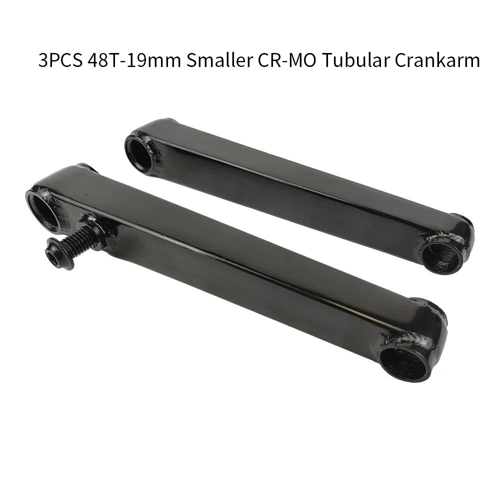 CEJLRO BMX 175MM Cranks 3PCS 48T-19mm Smaller Cr-Mo Tubular Crankarm For MID Bottom Bracket BMX Accessories