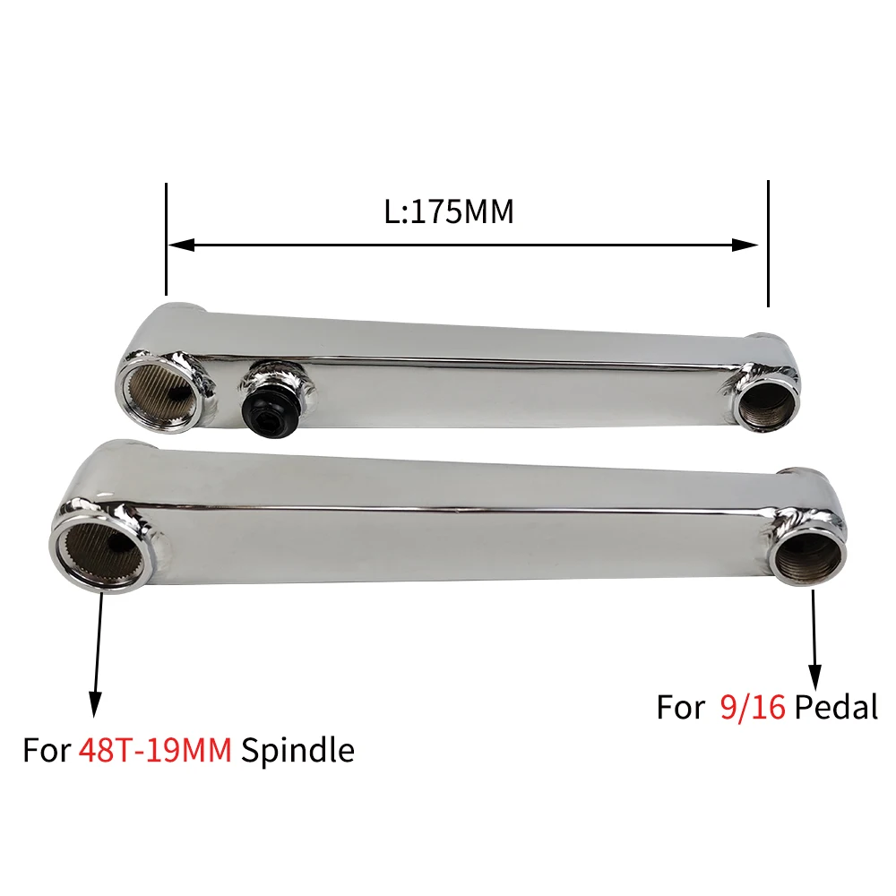 CEJLRO BMX 175MM Cranks 3PCS 48T-19mm Smaller Cr-Mo Tubular Crankarm For MID Bottom Bracket BMX Accessories