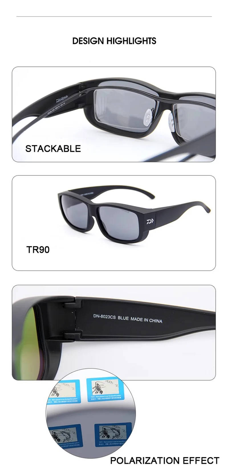 DAIWA Polarized Fishing Glasses Outsports Sunglasses UV protection Anti-blue Light Clearly Vision Cycling Hiking