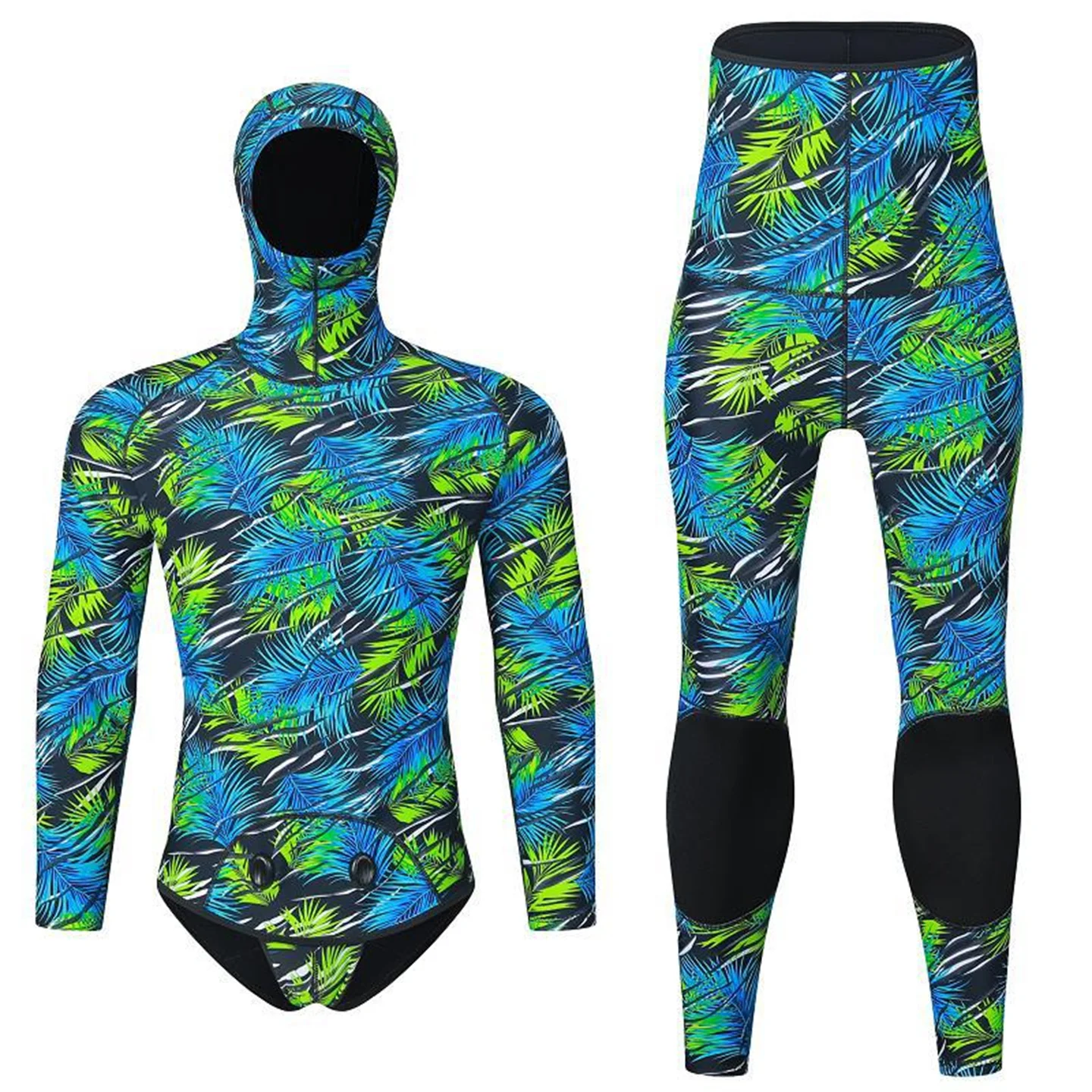 Winter 3MM Neoprene Scuba Spearfishing Hooded Wetsuit Men Two Pieces Separate Set Diving Suit Surfing Deepwater Thermal Swimsuit
