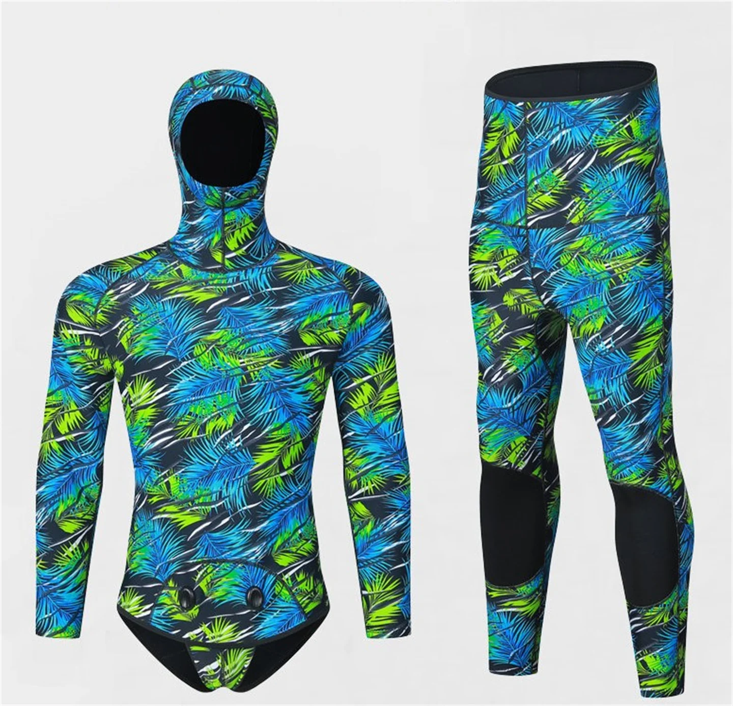 Winter 3MM Neoprene Scuba Spearfishing Hooded Wetsuit Men Two Pieces Separate Set Diving Suit Surfing Deepwater Thermal Swimsuit