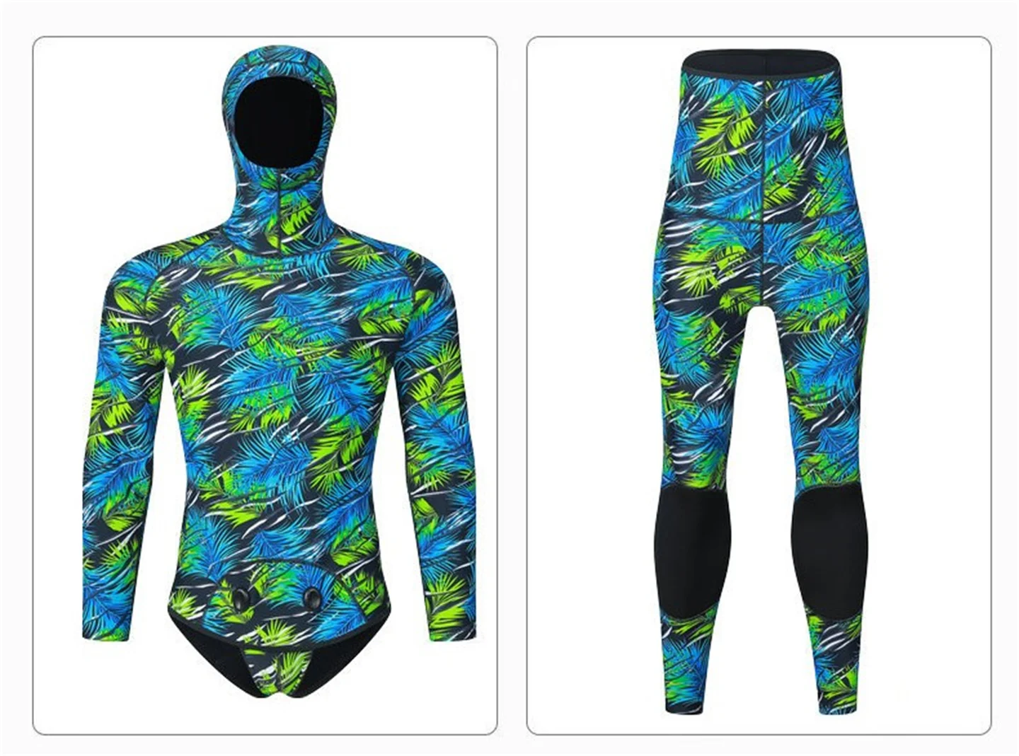 Winter 3MM Neoprene Scuba Spearfishing Hooded Wetsuit Men Two Pieces Separate Set Diving Suit Surfing Deepwater Thermal Swimsuit