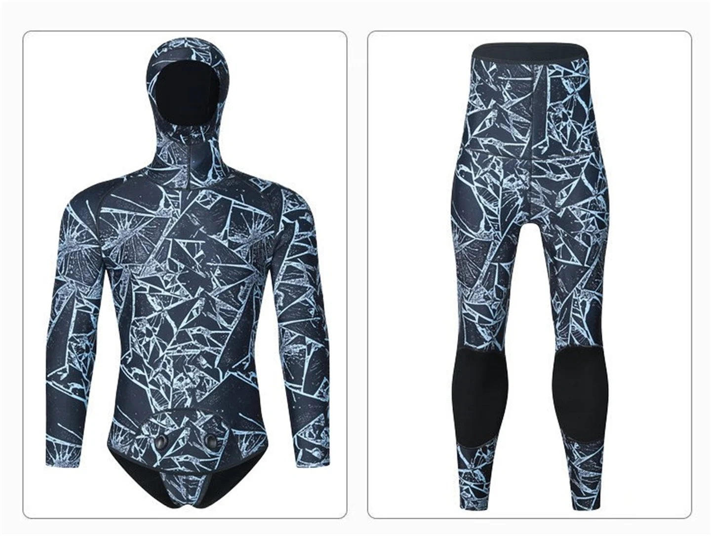 Winter 3MM Neoprene Scuba Spearfishing Hooded Wetsuit Men Two Pieces Separate Set Diving Suit Surfing Deepwater Thermal Swimsuit