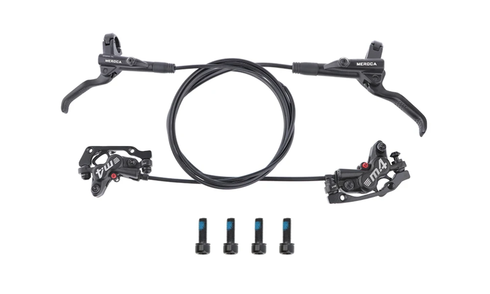 MEROCA 4-Piston MTB Hydraulic Brake Set With Silicone Protective Cover Front And Rear Brake 800mm/1400mm Bike Disc Brake For MTB