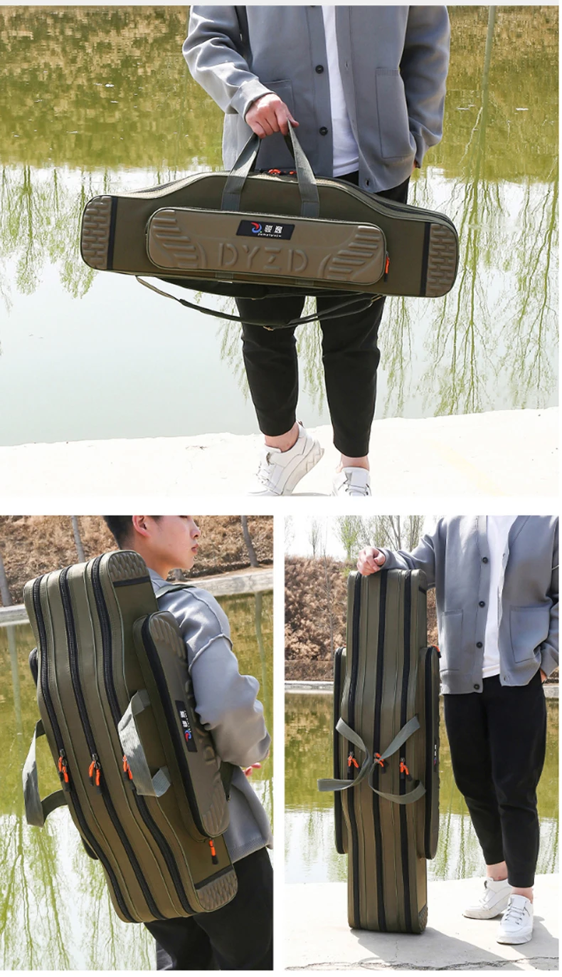 Fishing Tackle Bag 2-4 Layer 130cm Fishing Rod Carrier Lightweight Fish Pole Lure Reel Tools Box Waterproof Storage Durable Case