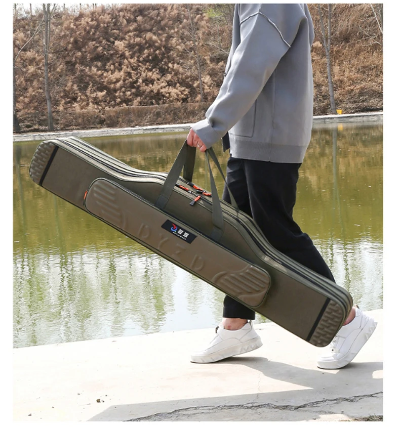 Fishing Tackle Bag 2-4 Layer 130cm Fishing Rod Carrier Lightweight Fish Pole Lure Reel Tools Box Waterproof Storage Durable Case
