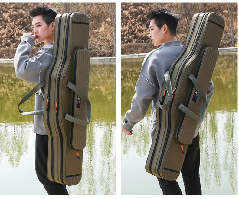 Fishing Tackle Bag 2-4 Layer 130cm Fishing Rod Carrier Lightweight Fish Pole Lure Reel Tools Box Waterproof Storage Durable Case