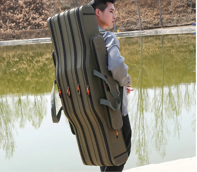Fishing Tackle Bag 2-4 Layer 130cm Fishing Rod Carrier Lightweight Fish Pole Lure Reel Tools Box Waterproof Storage Durable Case